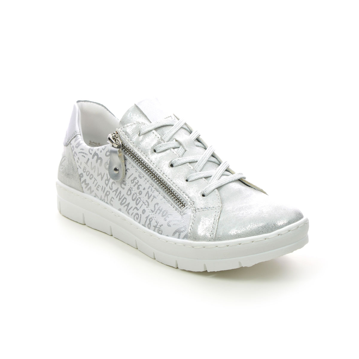 Remonte Ravenna 11 White Silver Womens Lacing Shoes D5821-80 In Size 36 In Plain White Silver