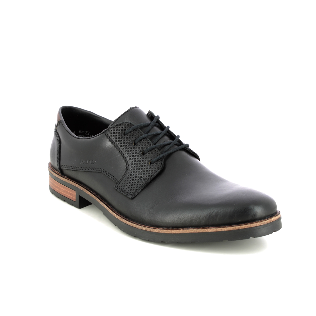 Rieker Claradam Black Leather Mens Formal Shoes 14601-00 In Size 43 In Plain Black Leather