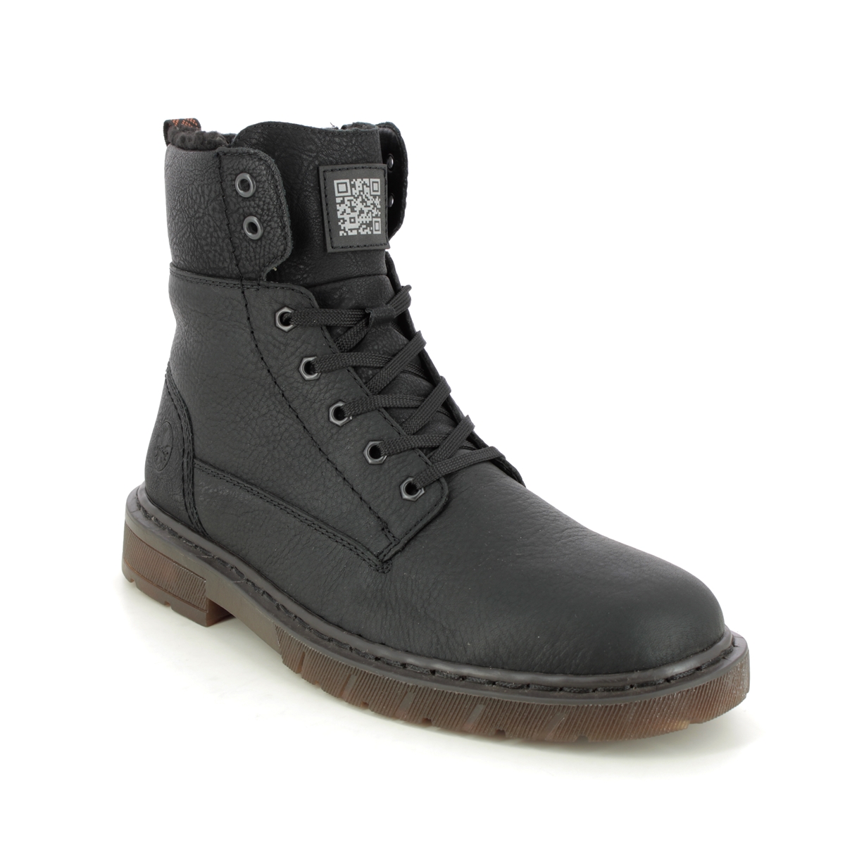 Rieker Docburmi Black Leather Mens Boots 31602-00 In Size 44 In Plain Black Leather