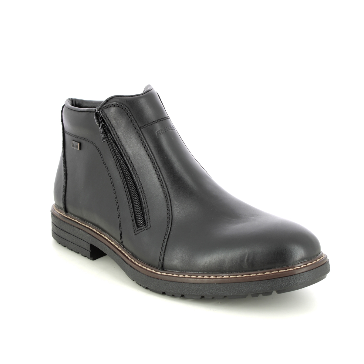 Rieker Roboot Tex Black Leather Mens Winter Boots 33160-00 In Size 46 In Plain Black Leather