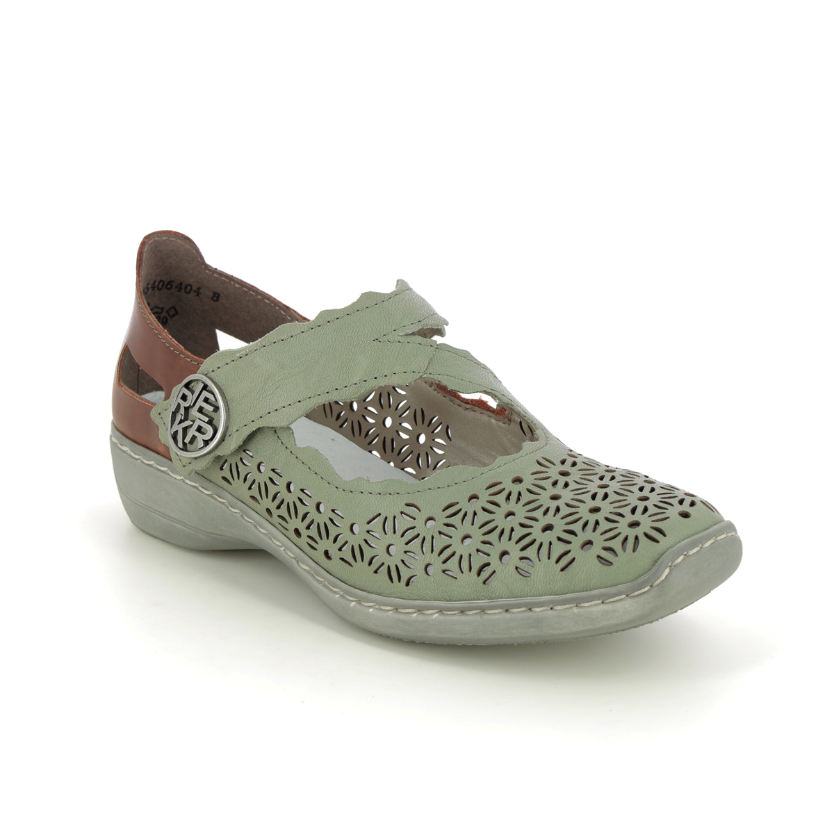 Rieker Dorisbarcsy Green Tan Womens Mary Jane Shoes 413G4-52 In Size 40 In Plain Green Tan