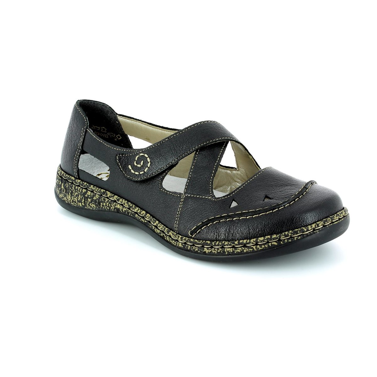 Rieker Daisback Black Womens Comfort Slip On Shoes 46335-00 In Size 38 In Plain Black