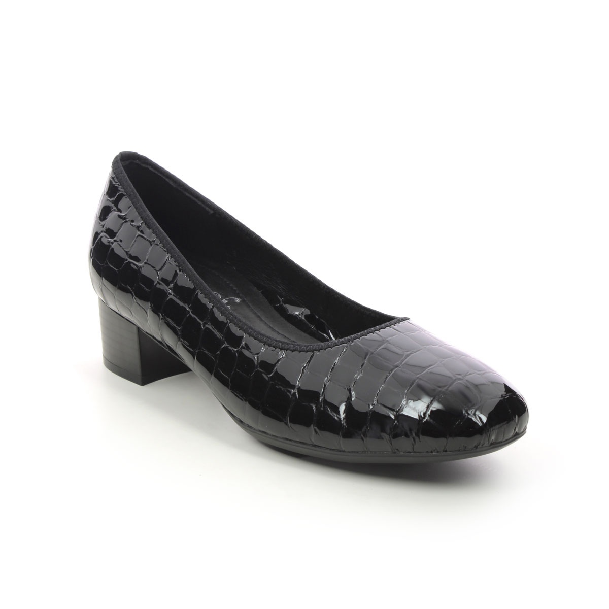 Rieker Develop Graco Black Croc Womens Court Shoes 49260-02 In Size 40 In Plain Black Croc Effect