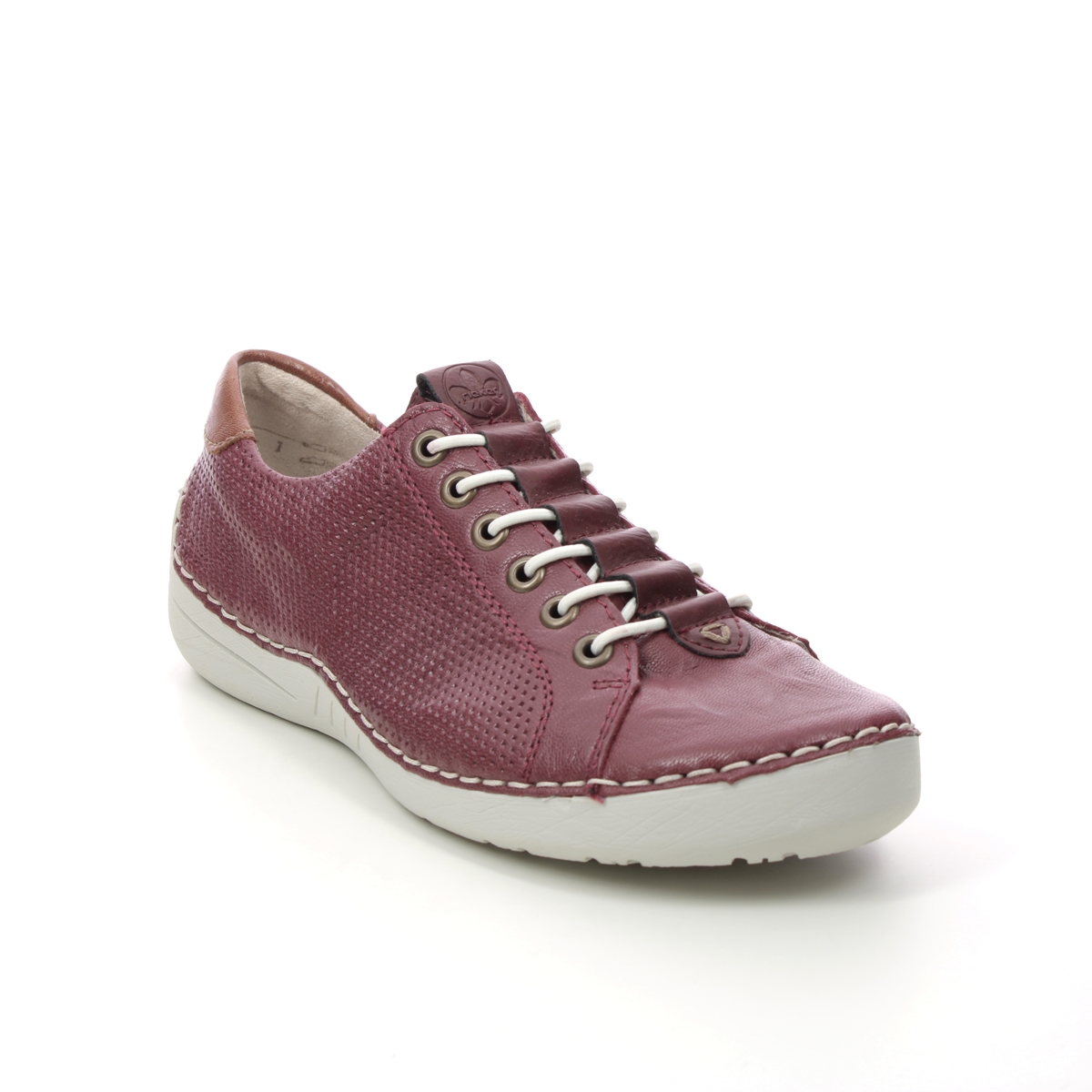 Rieker Funzela Wine Leather Womens Lacing Shoes 52585-35 In Size 40 In Plain Wine Leather