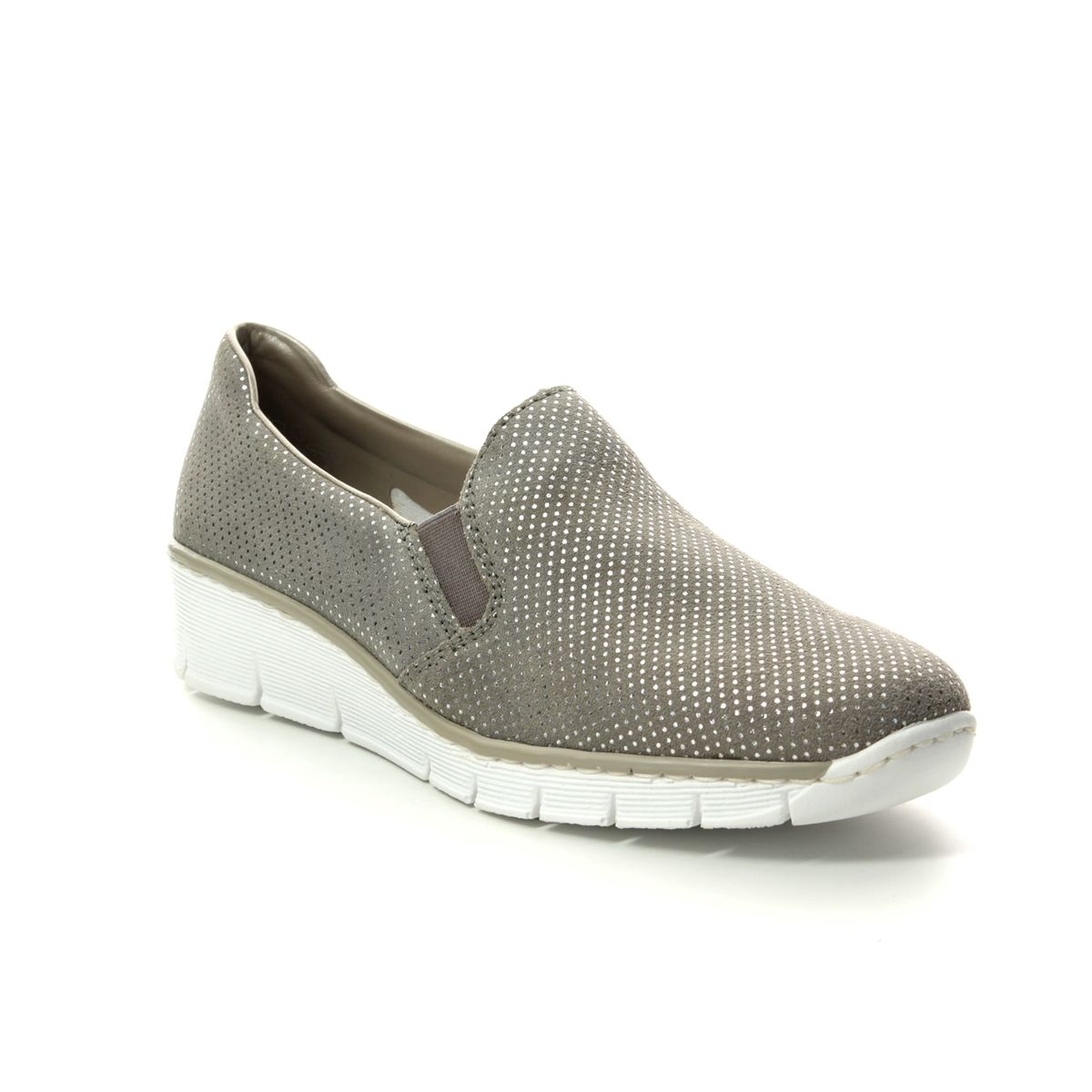 Rieker Bocciago Light Taupe Womens Comfort Slip On Shoes 53766-41 In Size 37 In Plain Light Taupe