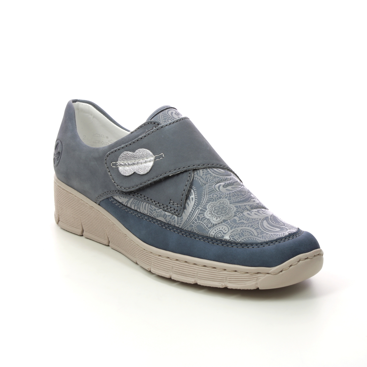 Rieker Boccisvel Denim Blue Womens Comfort Slip On Shoes 537C0-15 In Size 41 In Plain Denim Blue