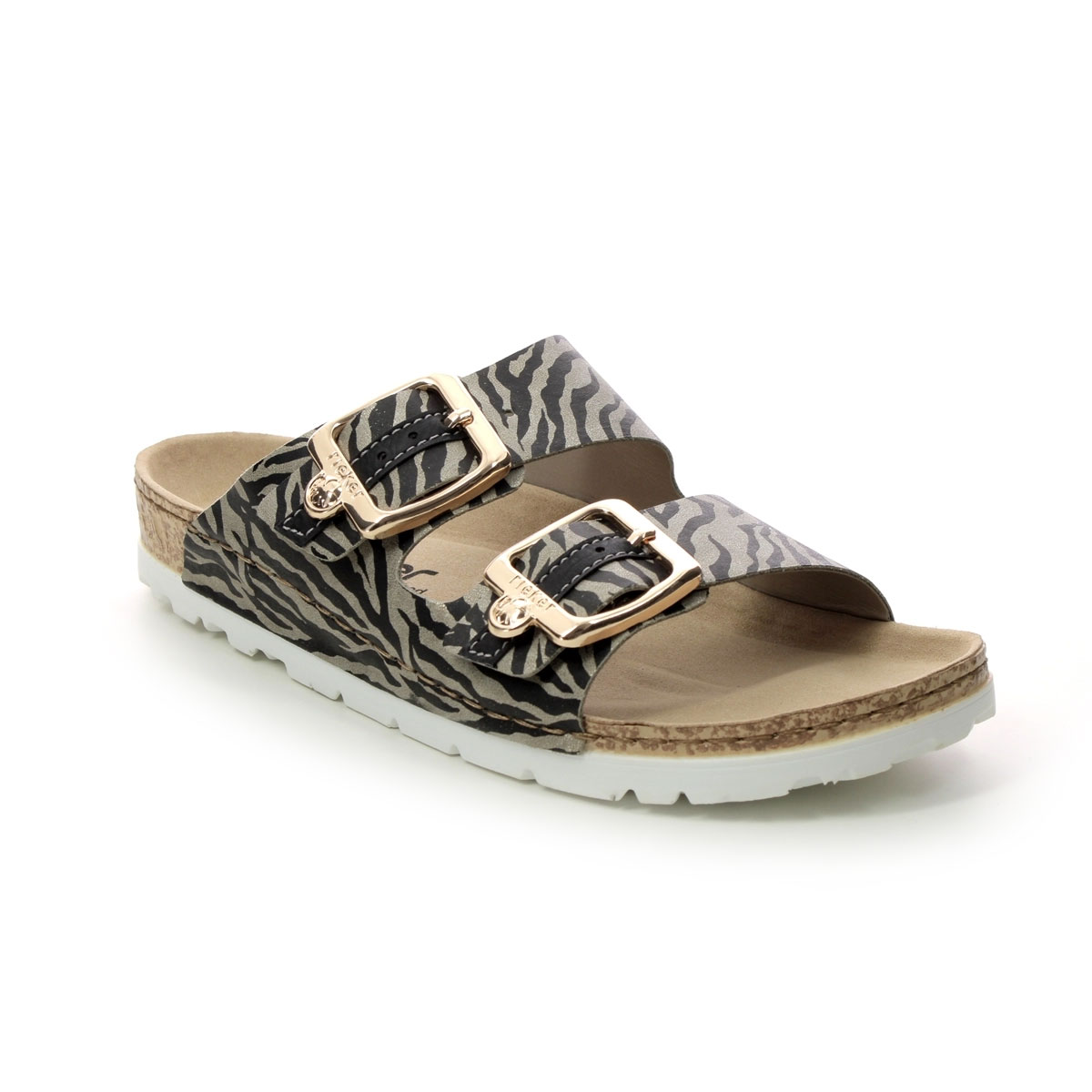 Rieker Arizona Zebra Print Womens Slide Sandals 69850-60 In Size 41 In Plain Zebra Print