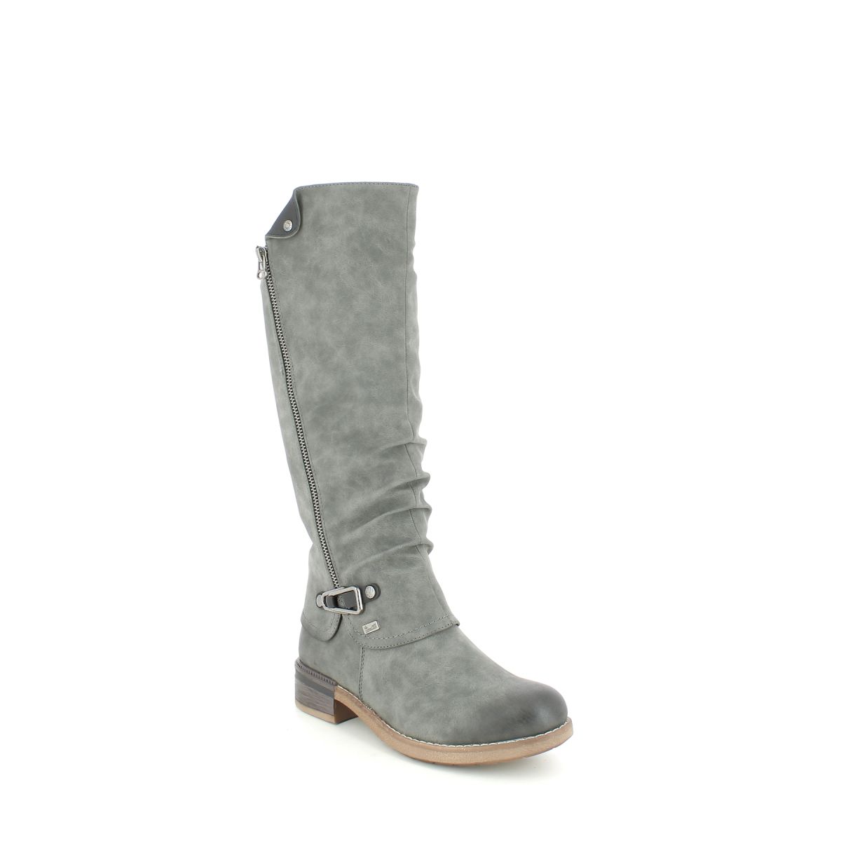 Rieker Morelia Tex Grey Womens Knee-High Boots 94652-45 In Size 41 In Plain Grey