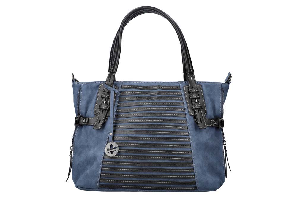 Rieker Grab Strips Blue Black Womens Handbag H1083-12 In Size 2 In Plain Blue Black