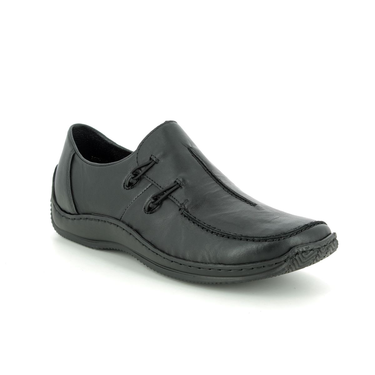 Rieker Celia 72 Black Leather Womens Comfort Slip On Shoes L1751-00 In Size 39 In Plain Black Leather  Minato Ladies