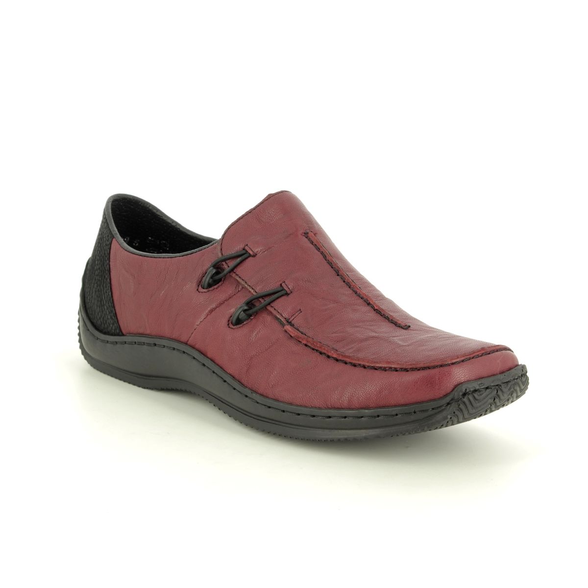 Rieker Celia 72 Wine Leather Womens Comfort Slip On Shoes L1751-35 In Size 40 In Plain Wine Leather  Minato Ladies