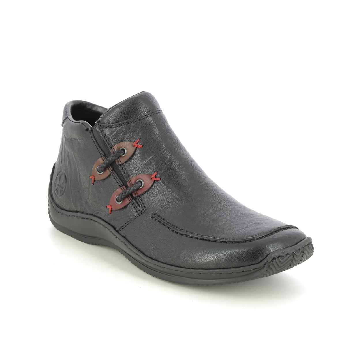 Rieker Celiaclo Black Leather Womens Ankle Boots L1787-00 In Size 39 In Plain Black Leather  Minato Ladies
