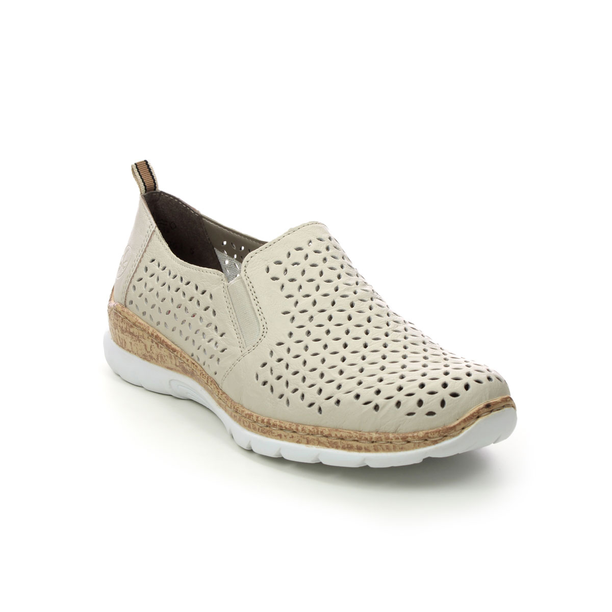 Rieker Empilucco Off White Leather Womens Comfort Slip On Shoes N4251-60 In Size 40 In Plain Off White Leather