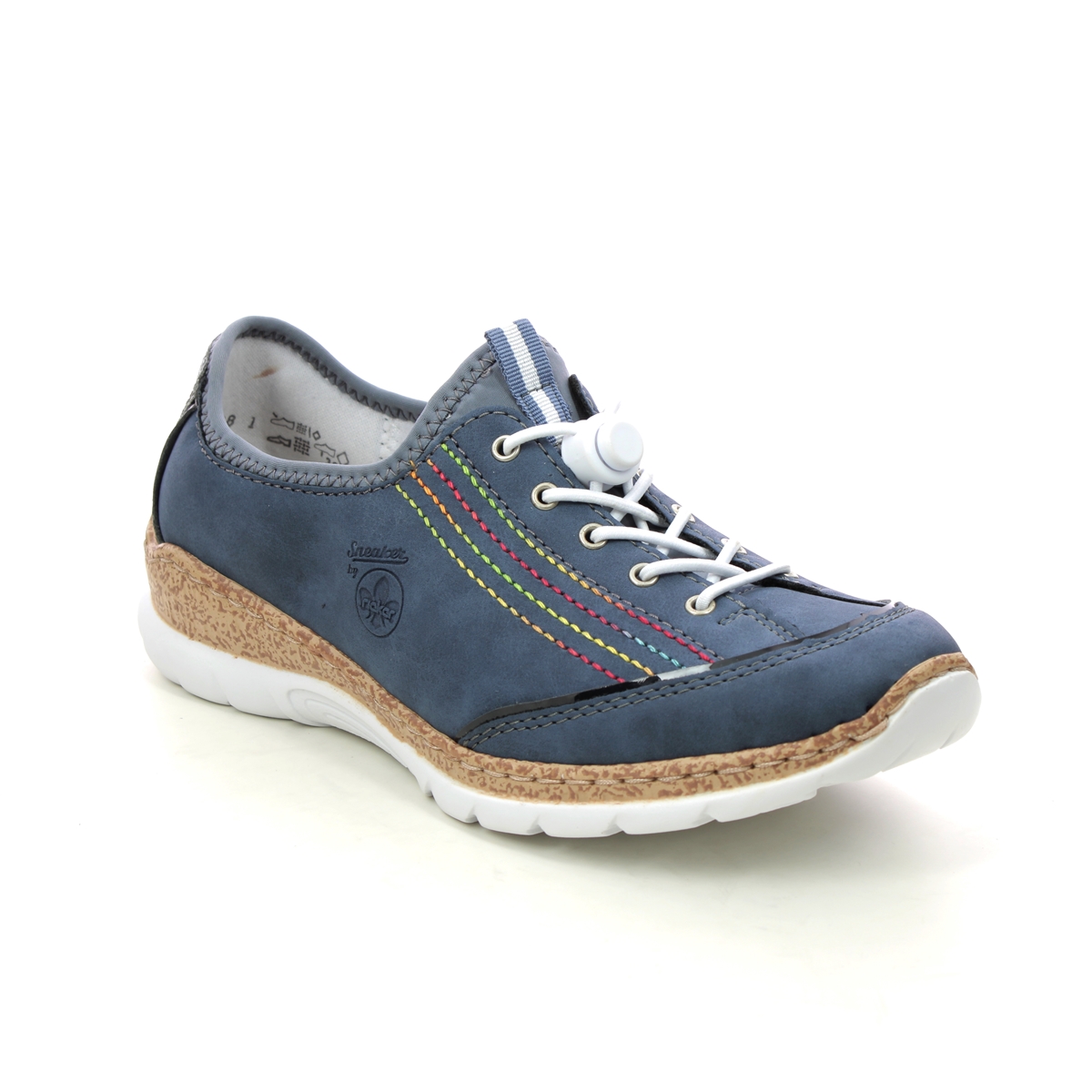 Rieker Empiror Denim Blue Womens Lacing Shoes N42T0-14 In Size 42 In Plain Denim Blue
