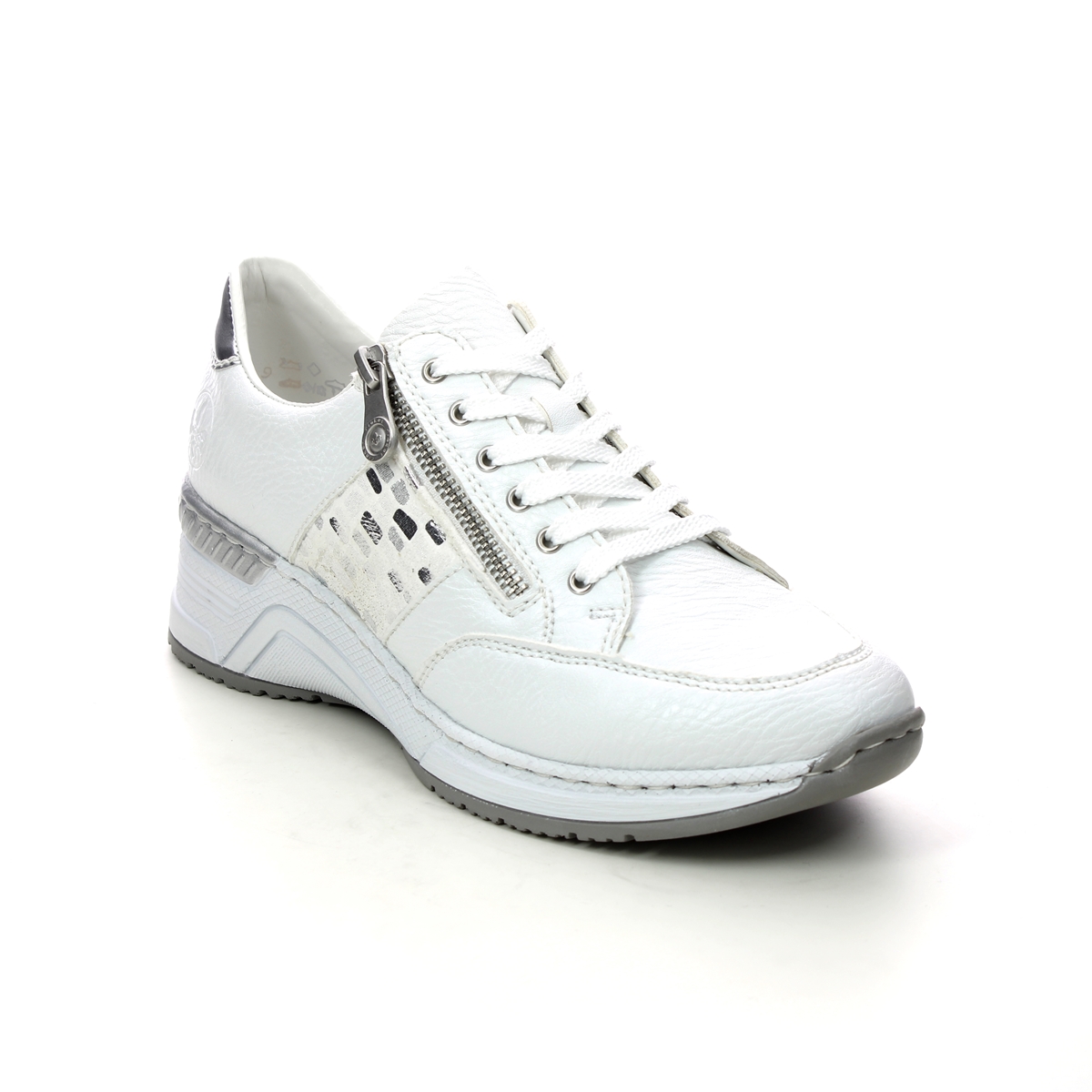 Rieker Victiz White Womens Lacing Shoes N4322-80 In Size 42 In Plain White