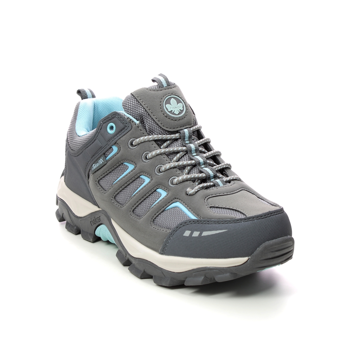 Rieker N8820-42 Grey Aqua Womens Walking Shoes in a Plain Man-made in Size 36