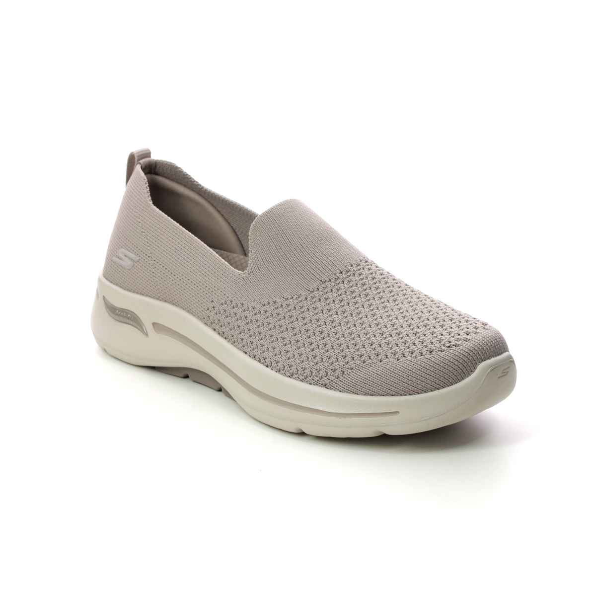 Skechers Arch Fit Go Walk Slip On Taupe Womens Trainers 124418 In Size 7 In Plain Taupe
