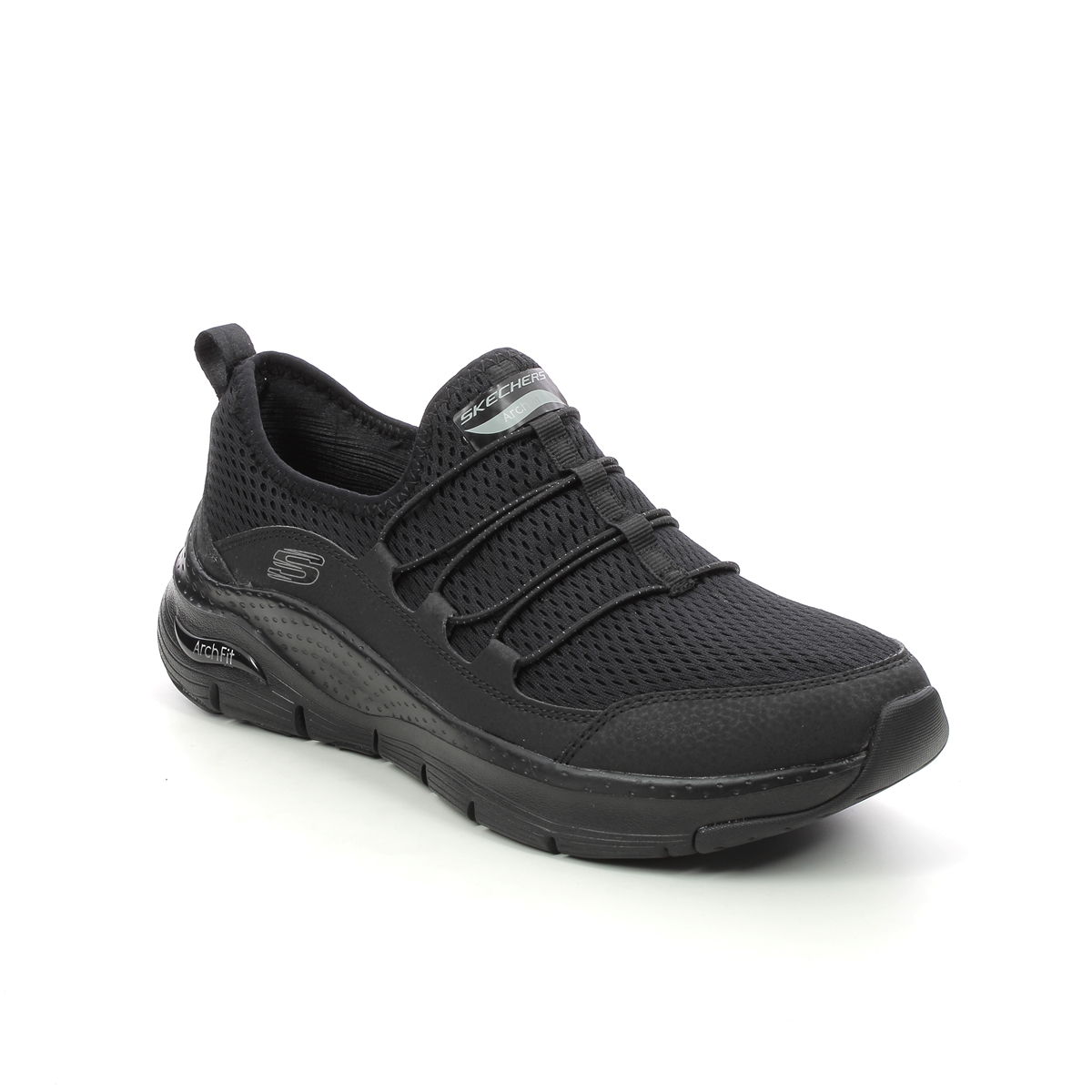 Skechers Arch Fit Lucky Black Womens Trainers 149056 In Size 5 In Plain Black