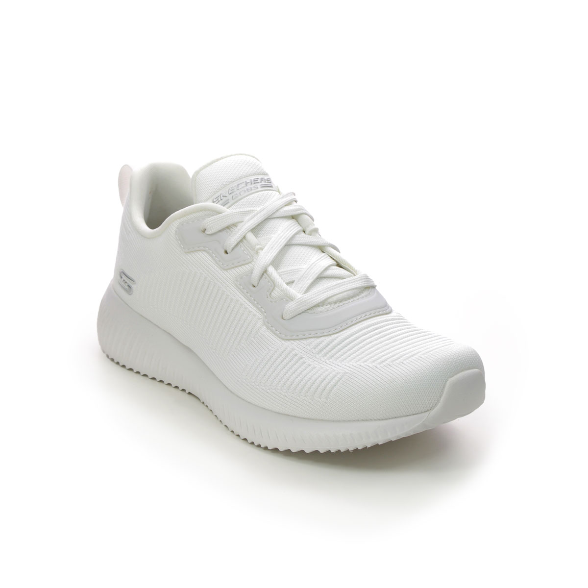 Skechers Bobs Squad White Womens Trainers 32504 In Size 3 In Plain White