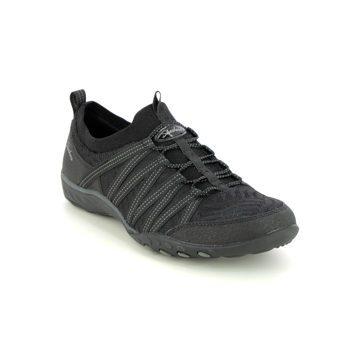 Skechers Breathe Easy Bungee Black Womens Lacing Shoes 100244 In Size 5 In Plain Black