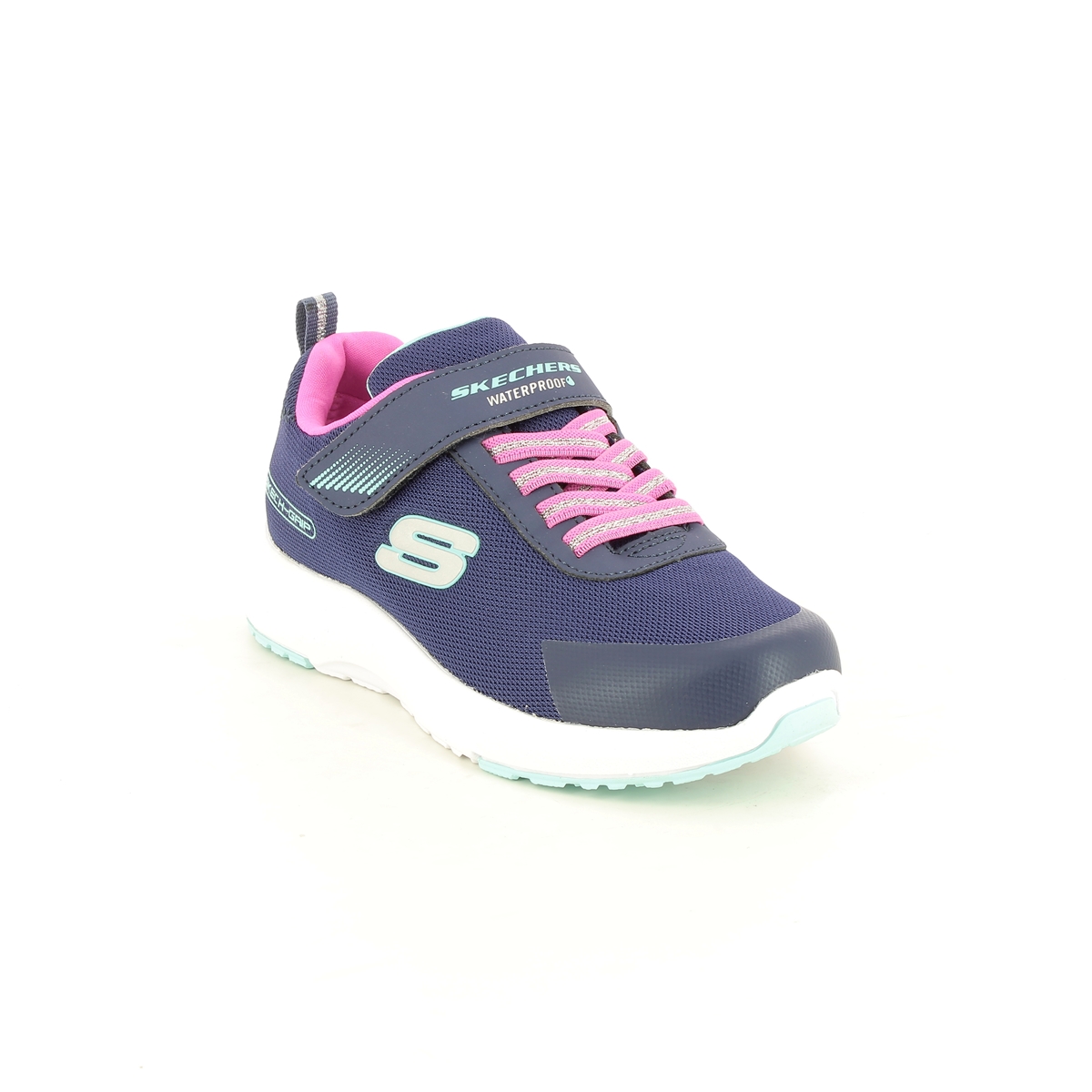 Skechers Dynamic Tex Navy Pink Kids Girls Trainers 302425L In Size 29 In Plain Navy Pink For kids