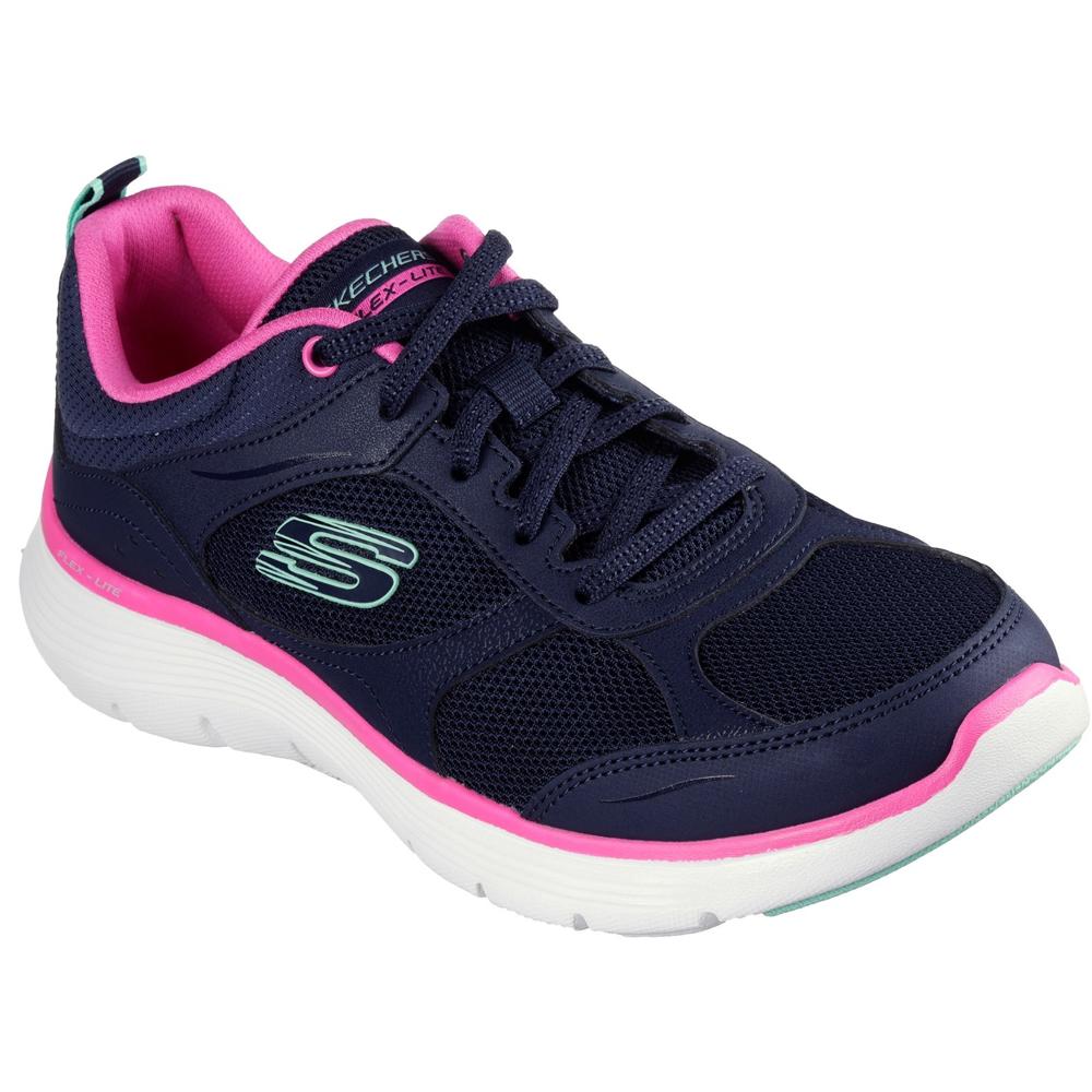 Skechers Flex Appeal 5.0 Fresh Touch NVHP Navy Pink Womens trainers in a Plain  in Size 5