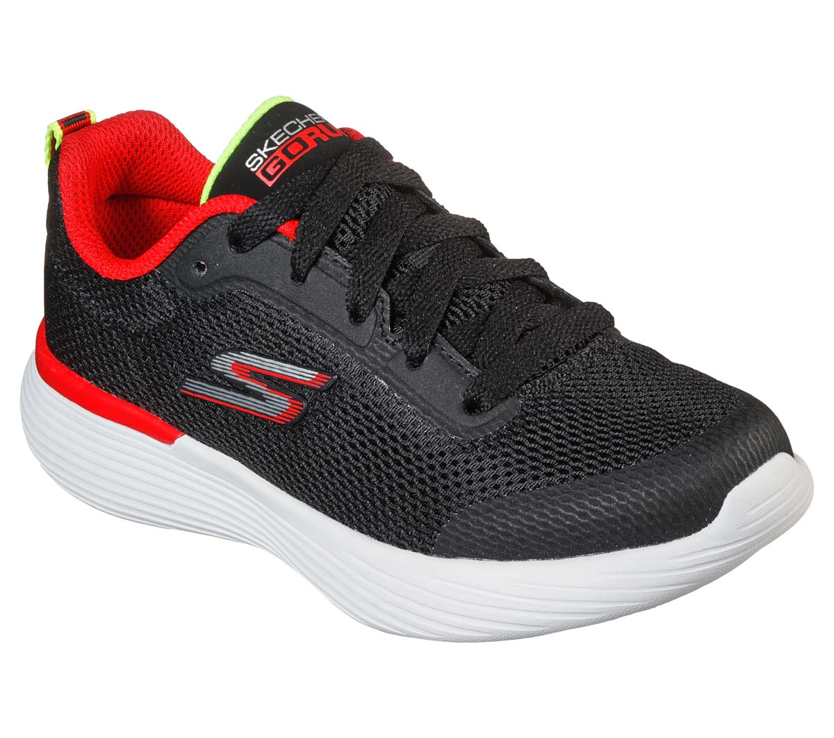 Skechers Go Run 400 Lace Black Red Kids Trainers 405100L In Size 37 In Plain Black Red For kids