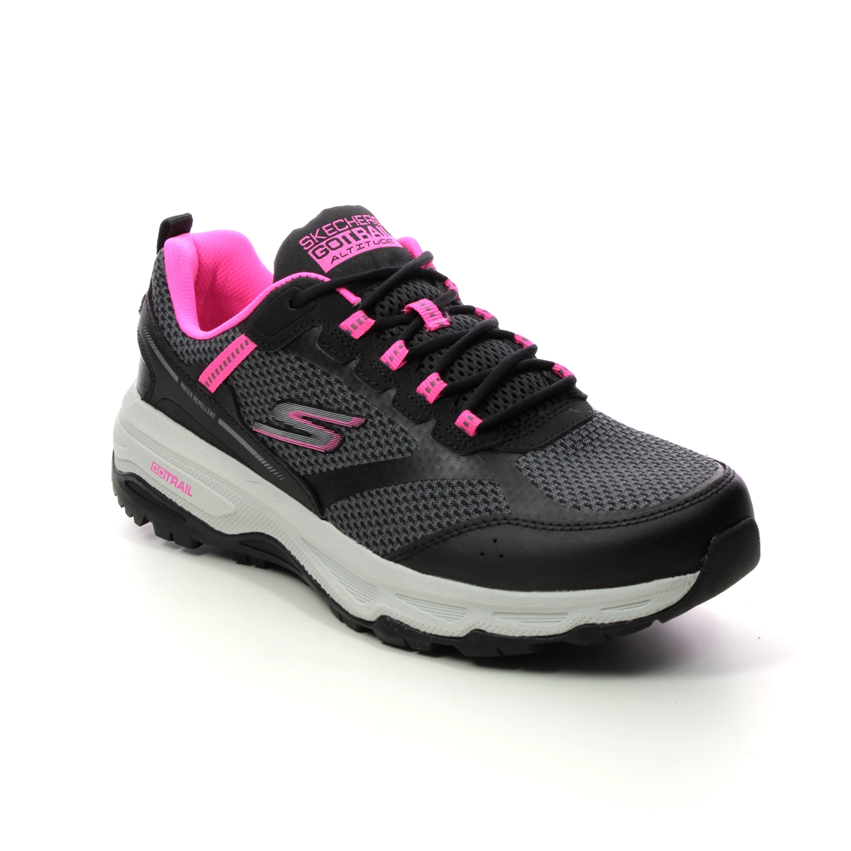 Skechers Go Run Trail Black Pink Womens Trainers 128200 In Size 3 In Plain Black Pink