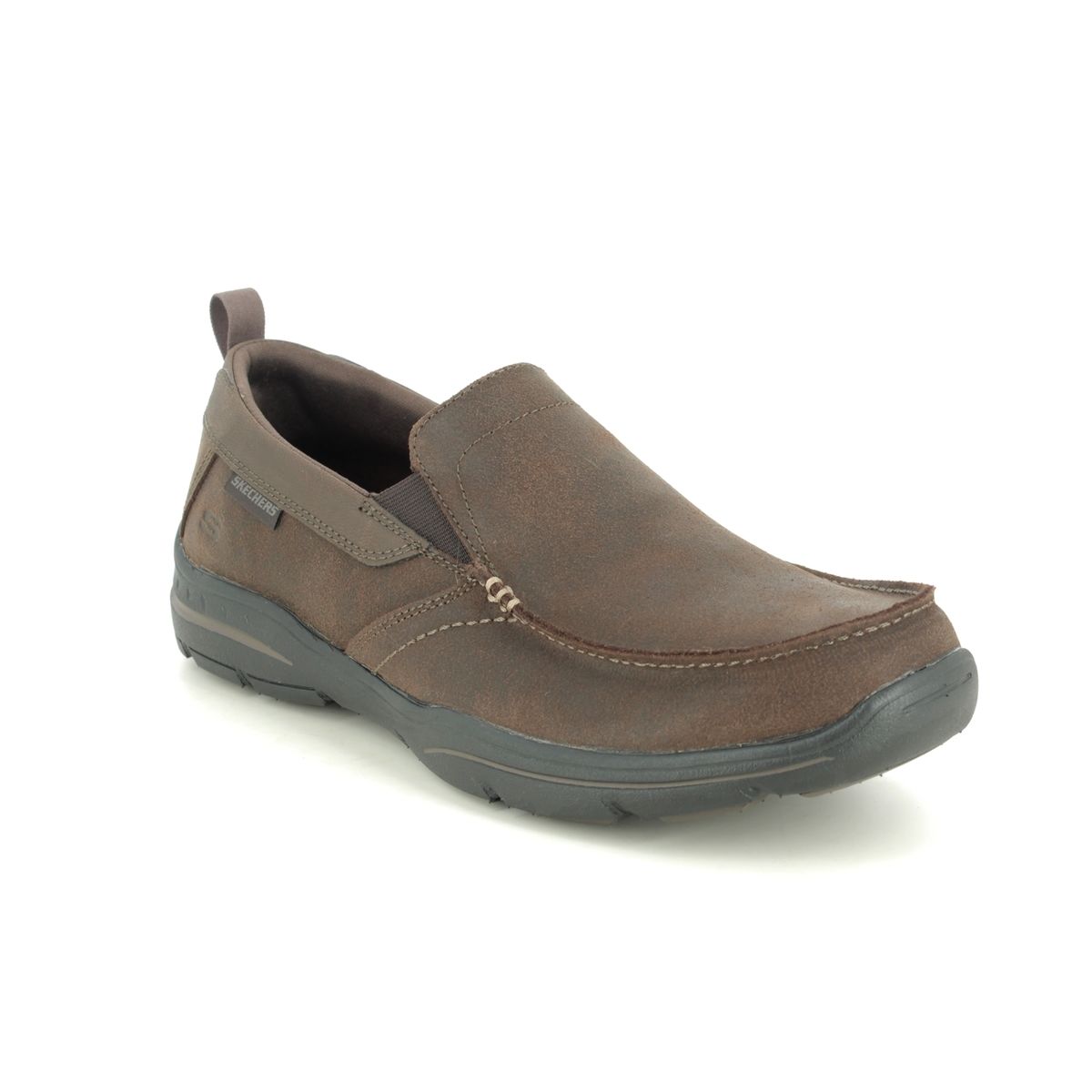 Skechers Harper Forde Dark Brown Mens Slip-On Shoes 64858 In Size 6 In Plain Dark Brown