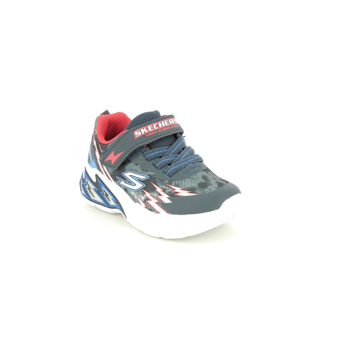 Skechers Light Storm Inf Navy Red Kids Trainers 400150N In Size 23 In Plain Navy Red