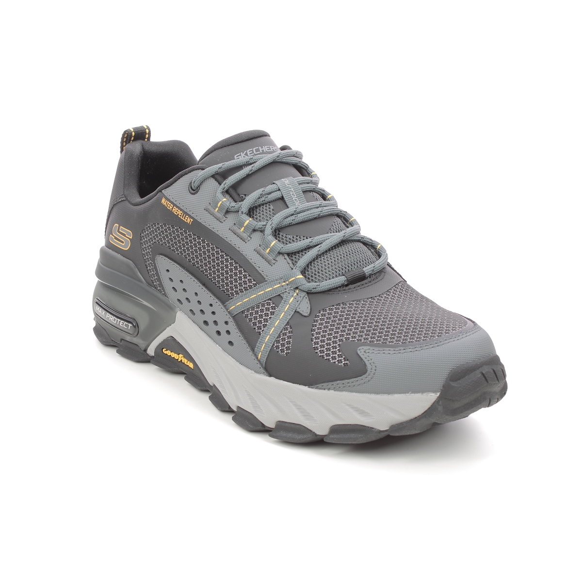 Skechers Max Protect Black Charcoal Grey Mens Walking Shoes 237303 In Size 8 In Plain Black Charcoal Grey