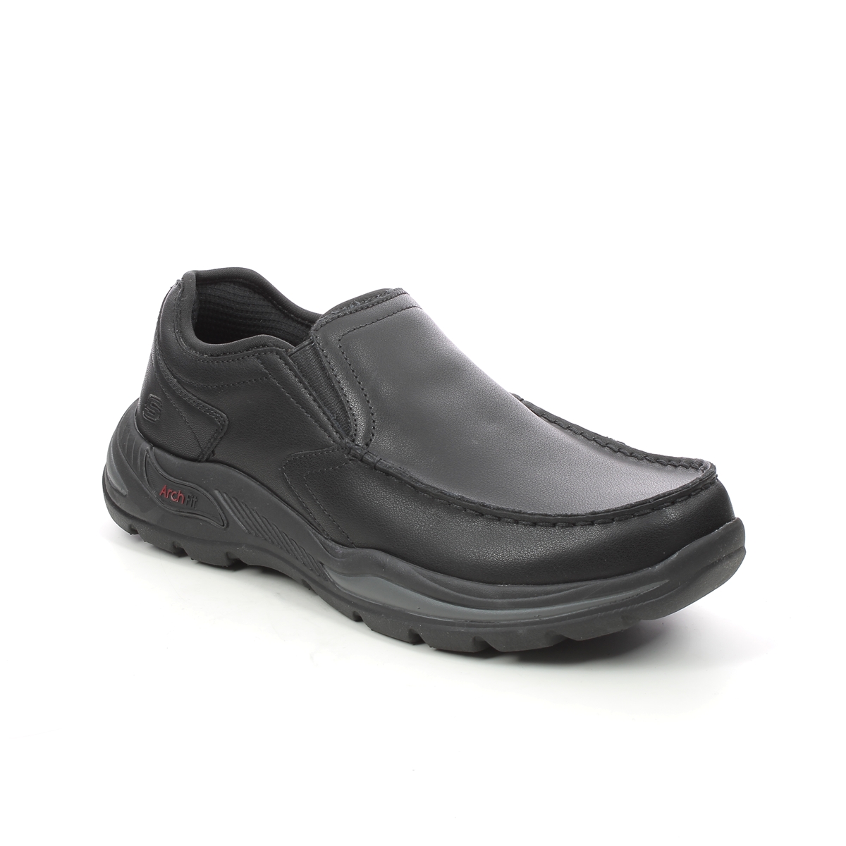 Skechers Motley Arch Fit Black Mens Slip-On Shoes 204184 In Size 7 In Plain Black