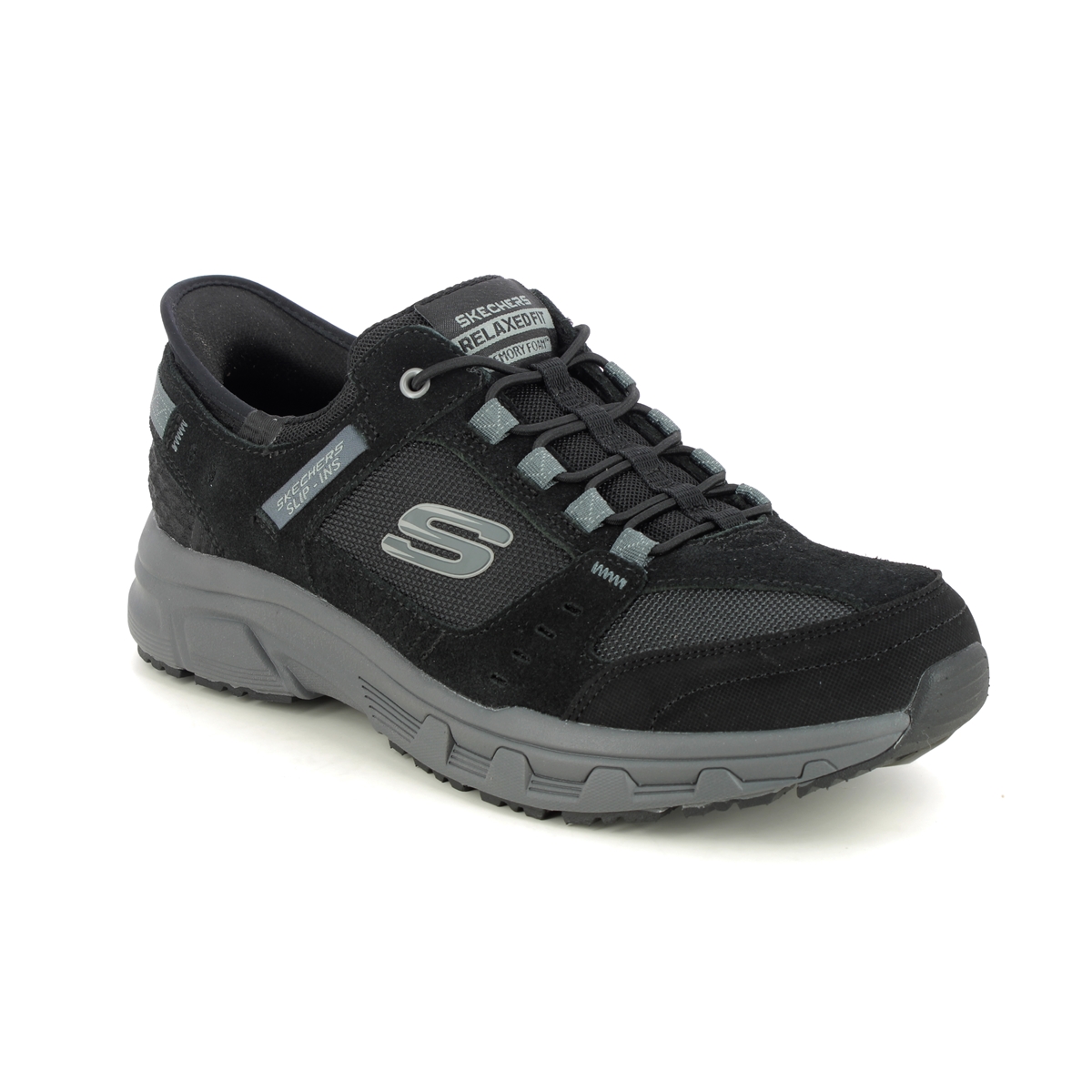 Skechers Slip Ins Canyon BKCC Black Charcoal Grey Mens Slip-on Shoes 237450 in a Plain Leather and Man-made in Size 9