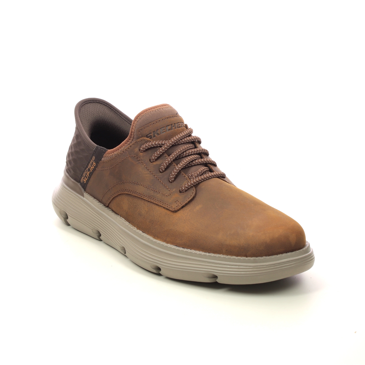 Skechers Slip Ins Garza Brown Mens Slip-On Shoes 205046 In Size 7 In Plain Brown