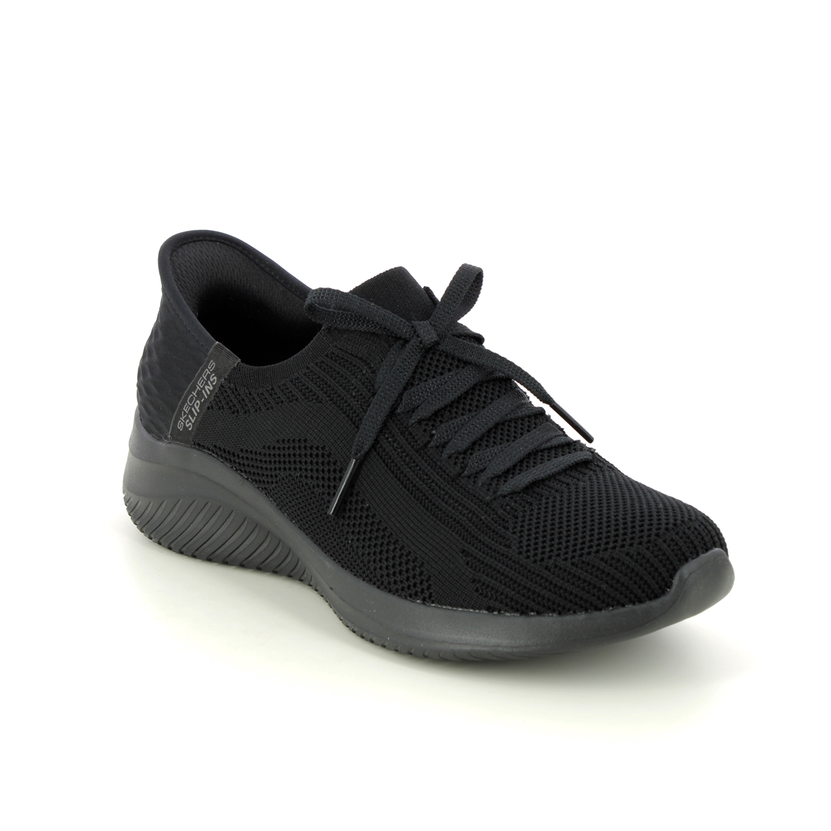 Skechers Slip Ins Ultra BBK Black Womens trainers 149710 in a Plain Textile in Size 3