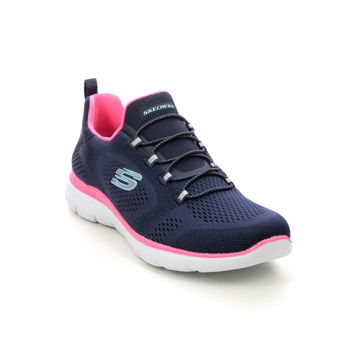 Skechers Summits Perfect Navy Pink Womens Trainers 149523 In Size 4 In Plain Navy Pink