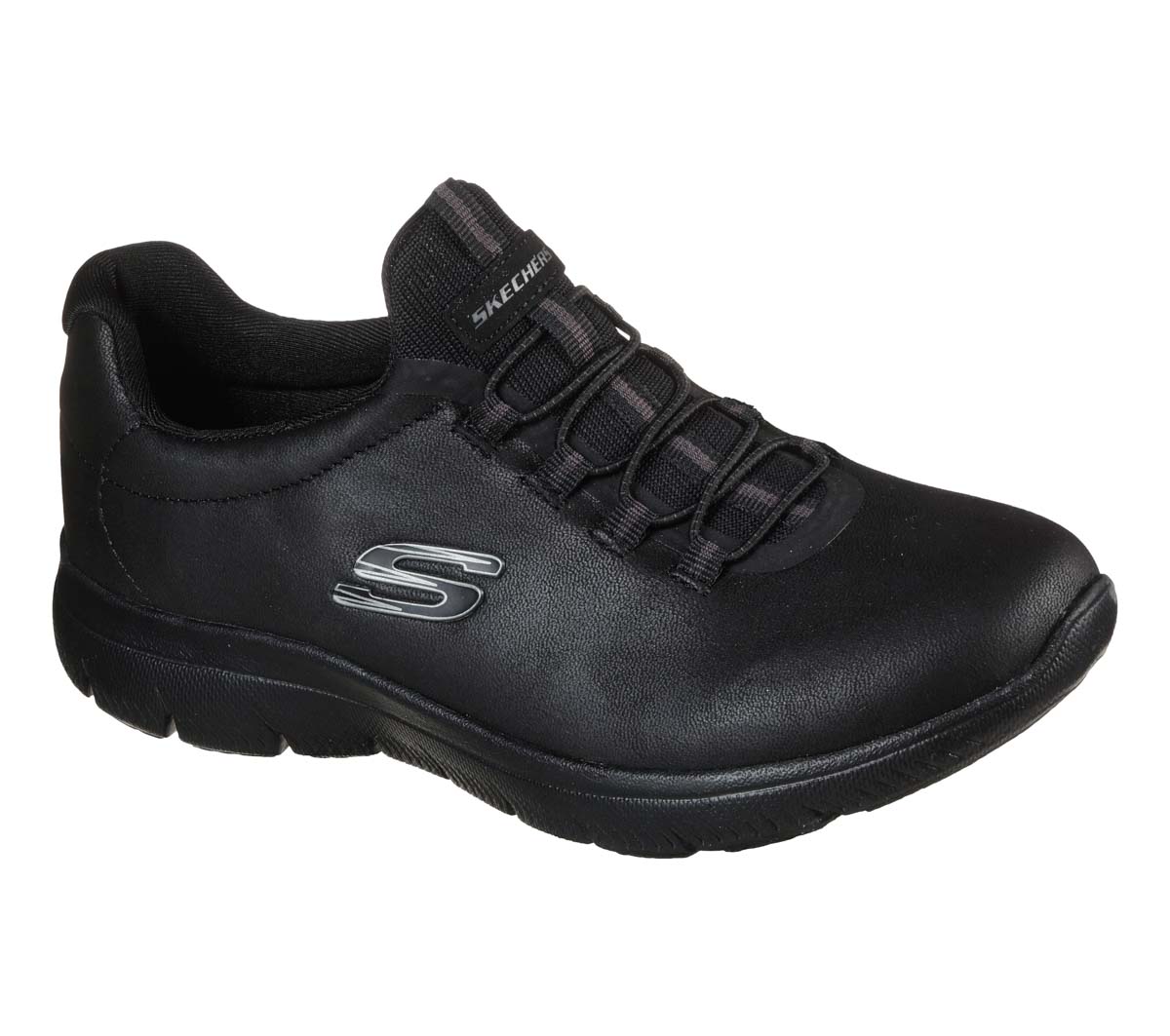 Skechers Summits Smooth Black Womens Trainers 149200 In Size 3 In Plain Black