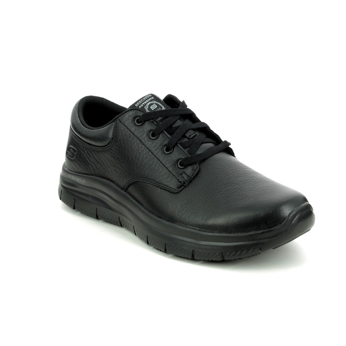 Skechers Work Slip Resistant Fourche Black Mens Comfort Shoes 77513Ec In Size 12 In Plain Black