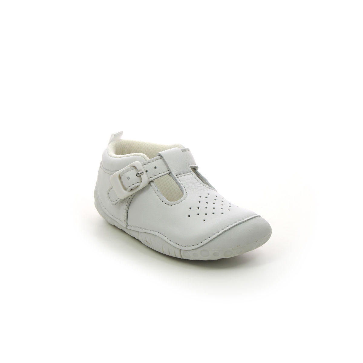 Start Rite - Baby Jack In White Leather 0746-76F In Size 3 In Plain White Leather Boys First And Toddler Shoes  In White Leather For kids