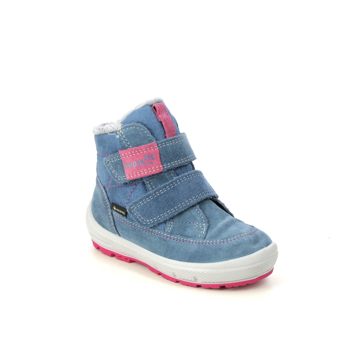 Superfit Groovy Gtx Blue Suede Kids Toddler Girls Boots 1009314-8020 In Size 27 In Plain Blue Suede
