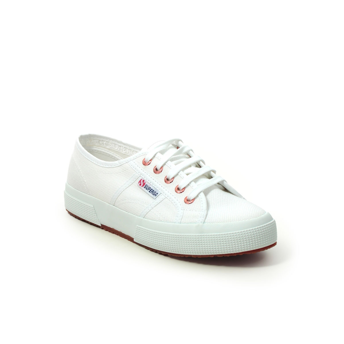 Superga Cotu White Rose gold Womens trainers S000010-C69 in a Plain Canvas in Size 40