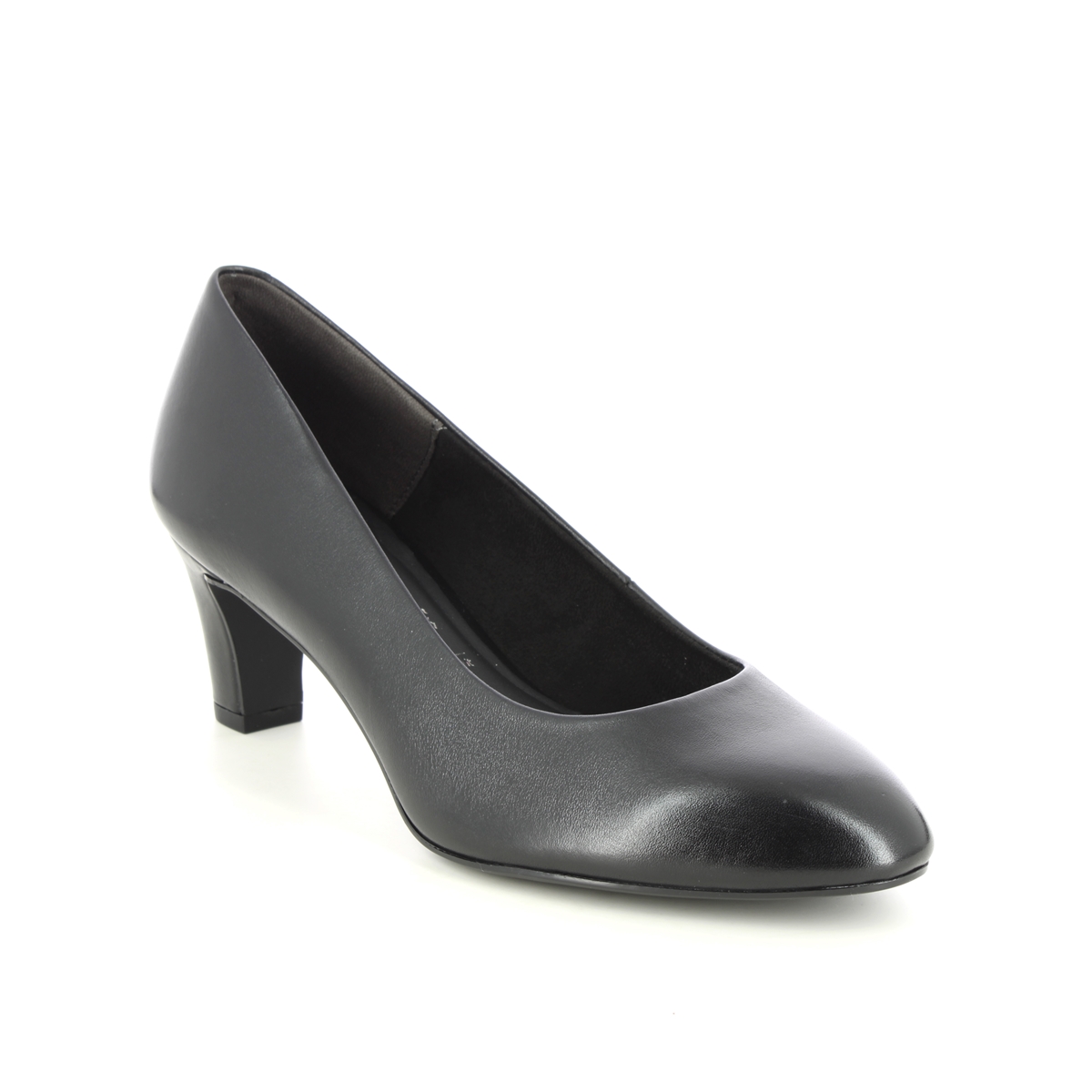 Tamaris Daenerys Black leather Womens Court Shoes 22420-42-001 in a Plain Leather in Size 40