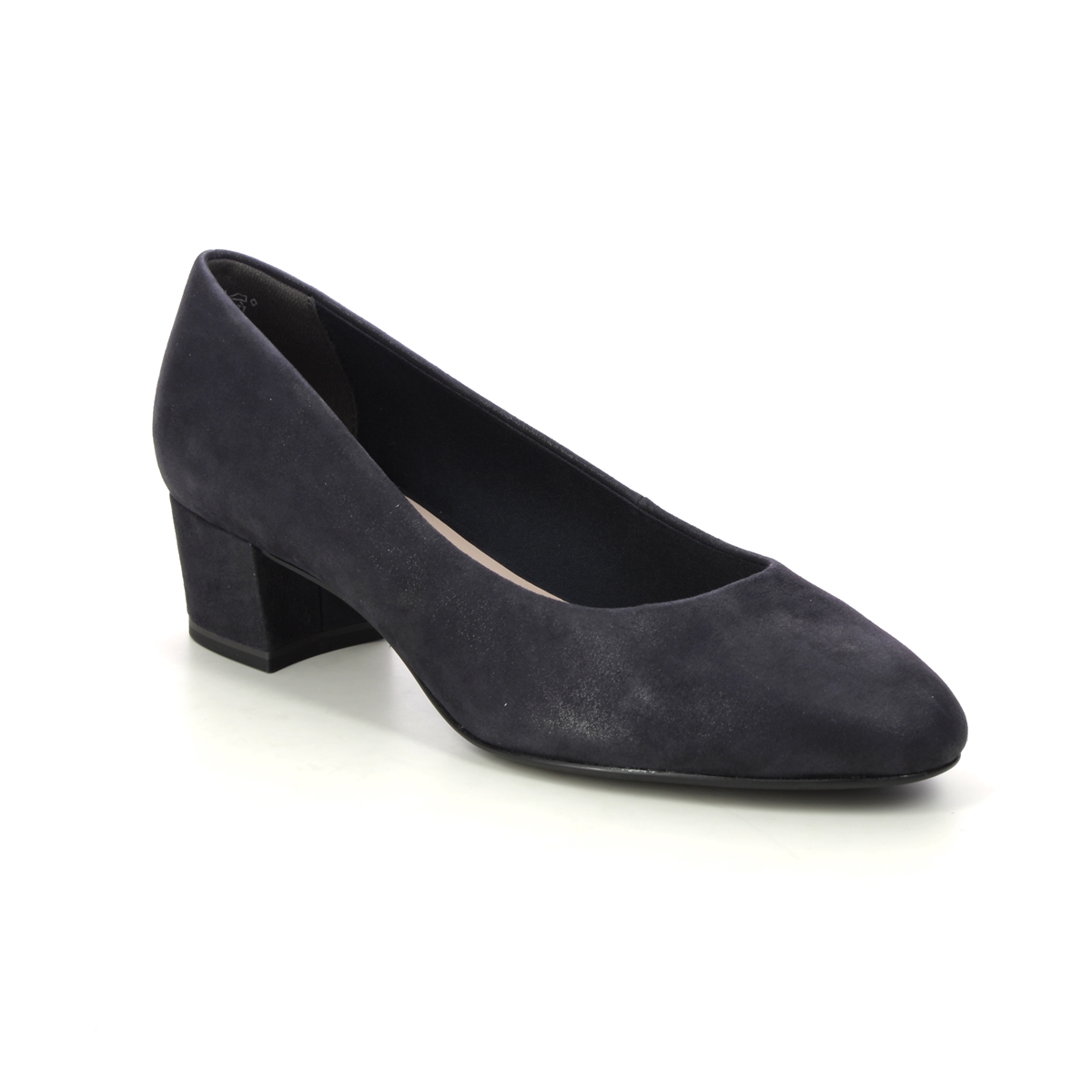 Tamaris Rose Block 45 Navy Nubuck Womens Court Shoes 22306-42-877 in a Plain Leather in Size 37