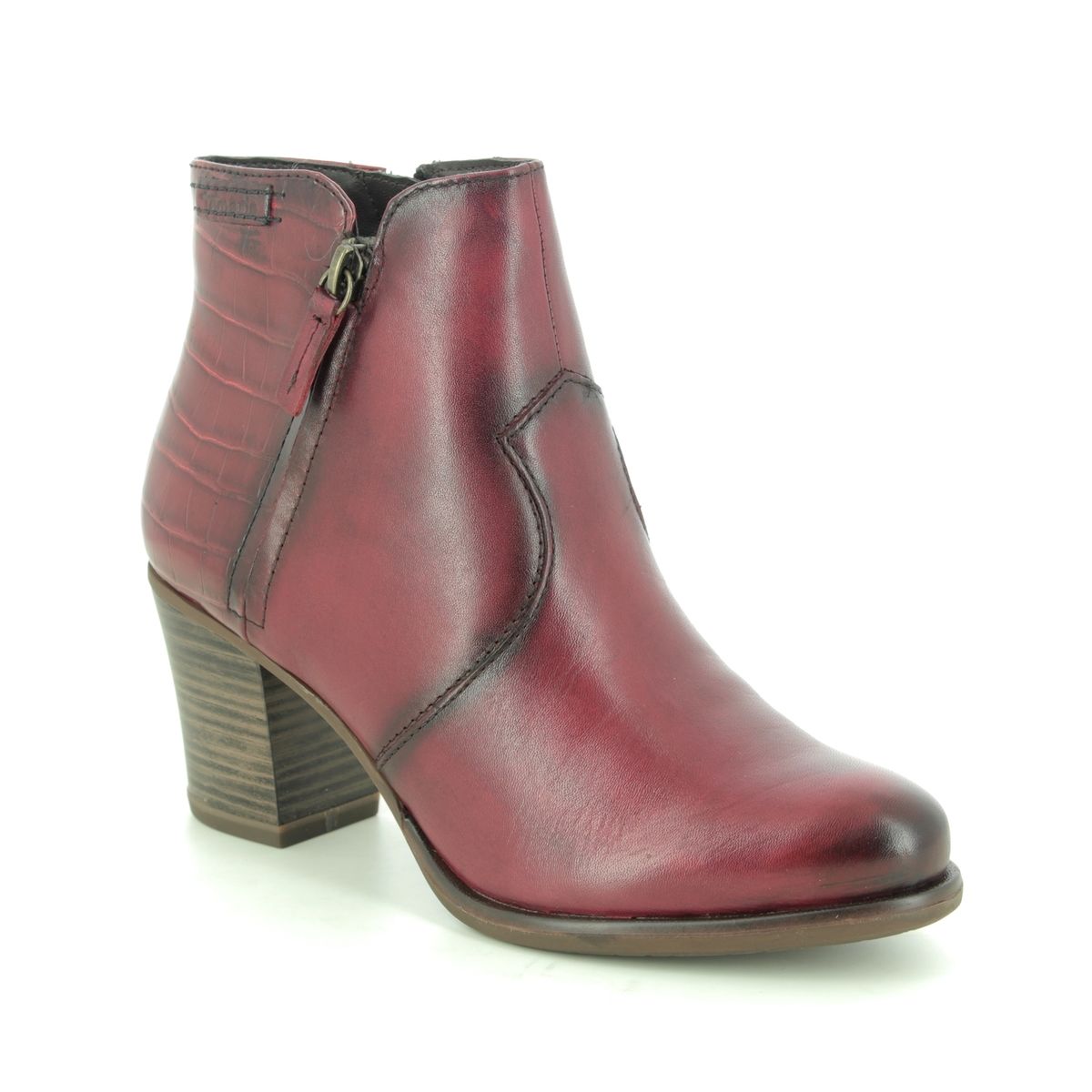Tamaris Tora Red leather Womens Ankle Boots 25338-25-585 in a Plain Leather in Size 36