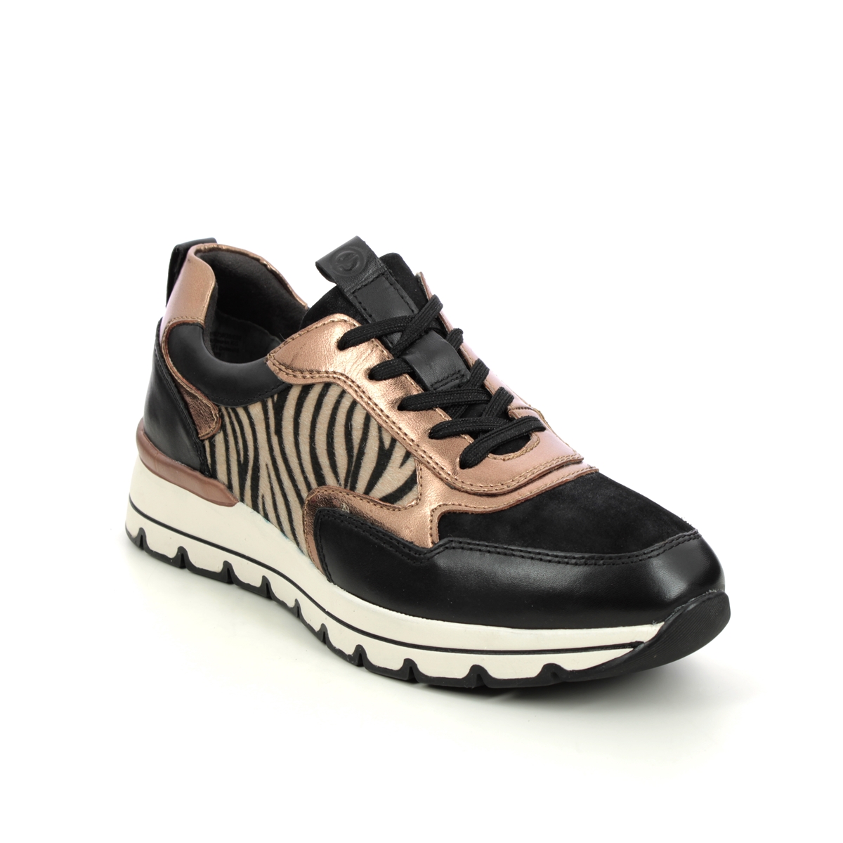 Tamaris Vinnilep Black Rose Gold Womens trainers 23736-39-089 in a Plain Leather and Man-made in Size 36