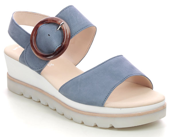 Gabor Yeo denim blue wedge sandals