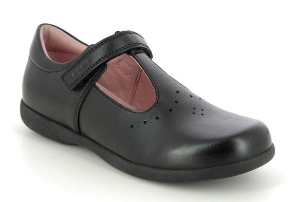 Geox Naimara B T Bar Girls Leather School Shoes
