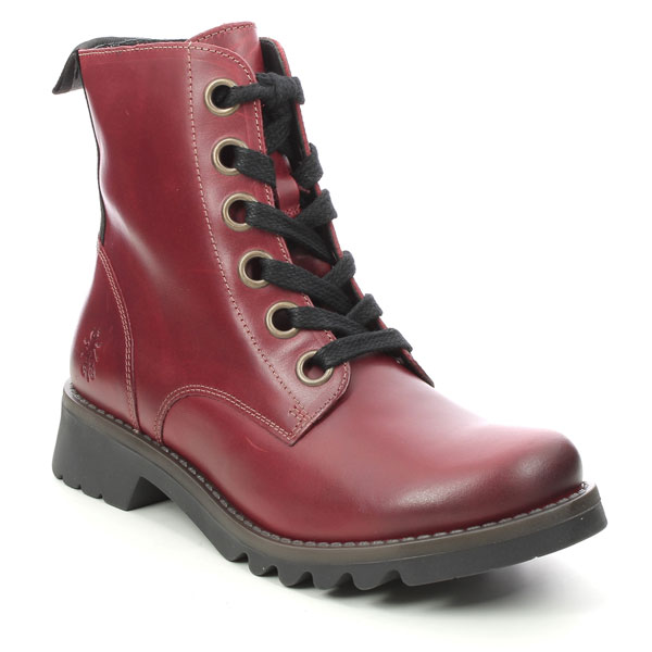 Fly London Ragi Red Leather Lace up Boots
