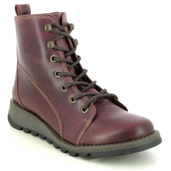 Fly London Sore Sminx Purple Leather Lace Up Boots