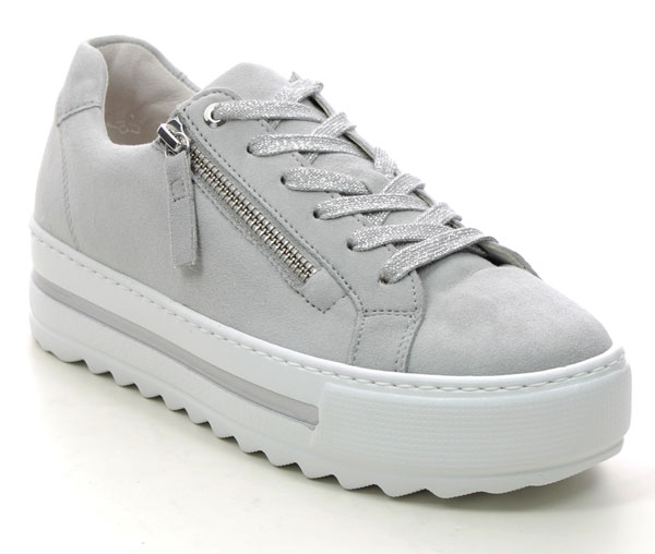 Gabor Heather Light Grey Suede Trainers